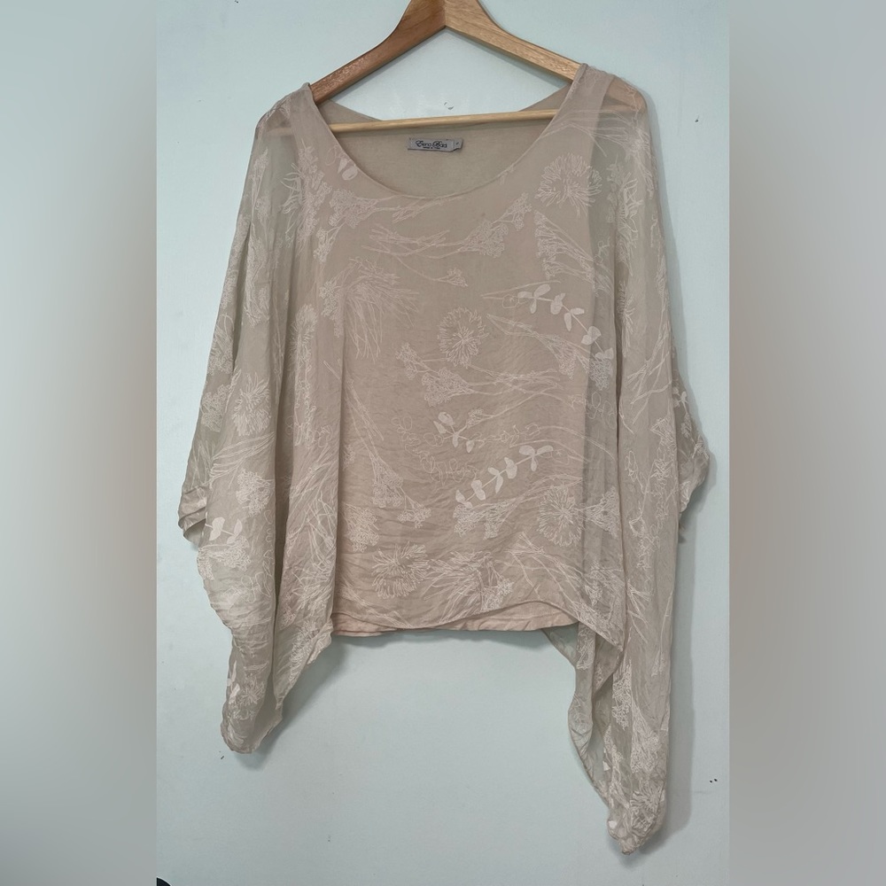 100% Silk ELENA BALDI Made in Italy Tunica Blouse Size S